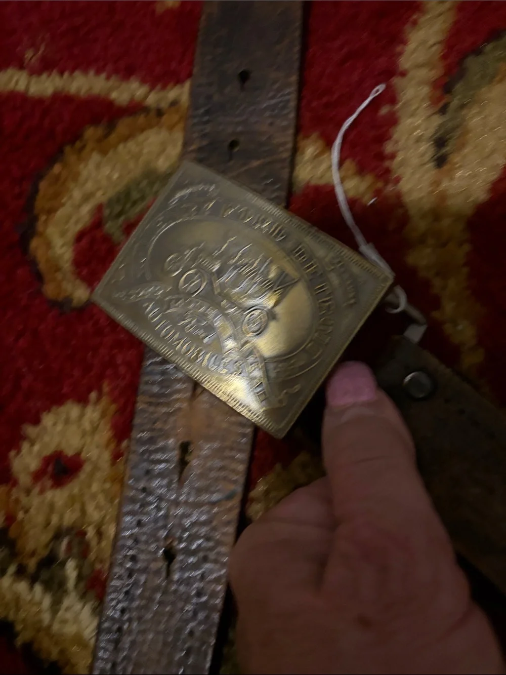 Levi's Brown Leather Belt with Decorative Ford Automobile brass Buckle